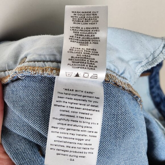 Good American Weekender Straight Leg Jeans Distressed Ripped Knees sz 15 - Picture 12 of 13